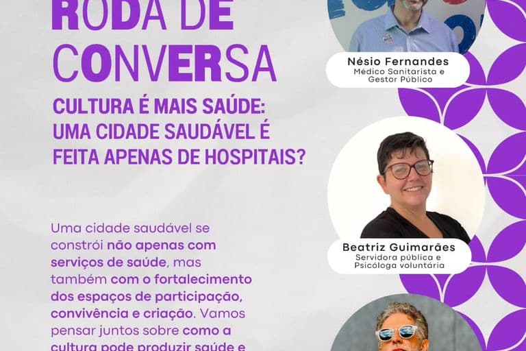 Card principal da chamada Instagram — Roda de conversa Cultura é Mais Saúde (20/07/2026), Casa Sinestésica