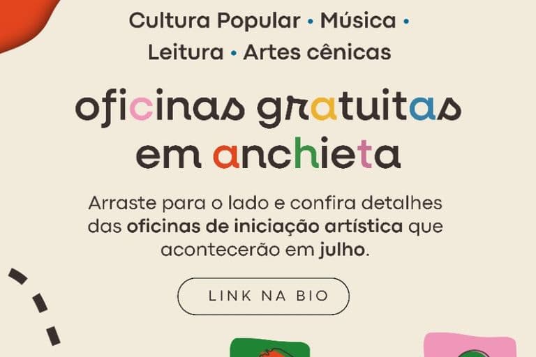 Arte gráfica — Oficinas gratuitas de iniciação artística em Anchieta, julho 2026